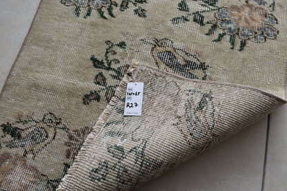 Vintage Oushak Rug 5.4x2.1   ft Turkish Floor Rug Faded Area Rug Oriental Rug