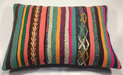 Kilim Pillow Cover 16x24 Tribal Vintage Turkish Carpet Lumbar Pillow Cover 975