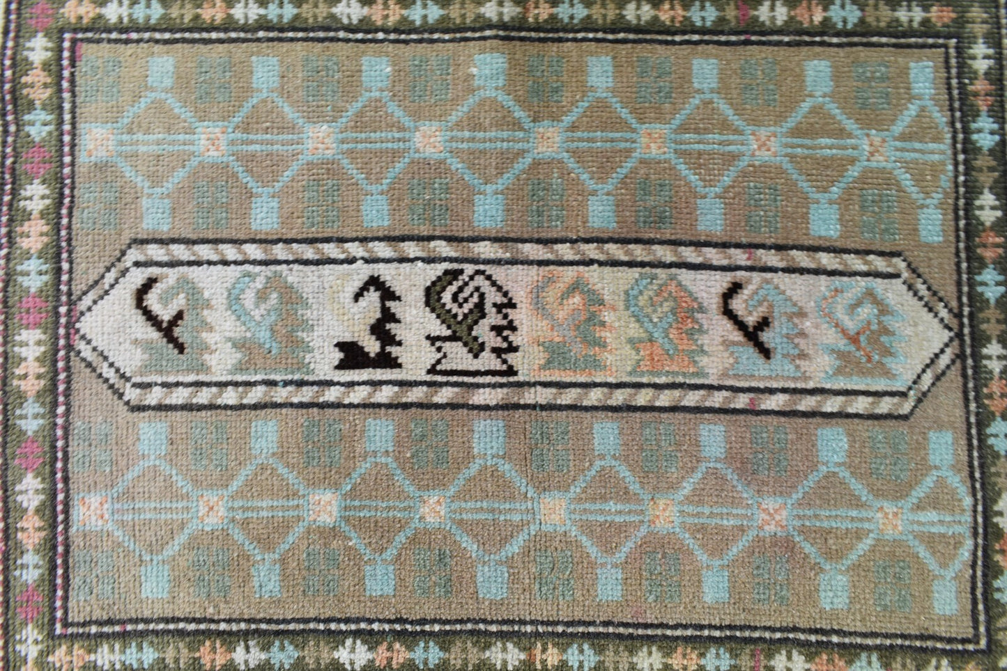 Turkish Runner 2.7x1.9 ft Mini Anatolian Rug Vintage Runner Turkish Runner Y104