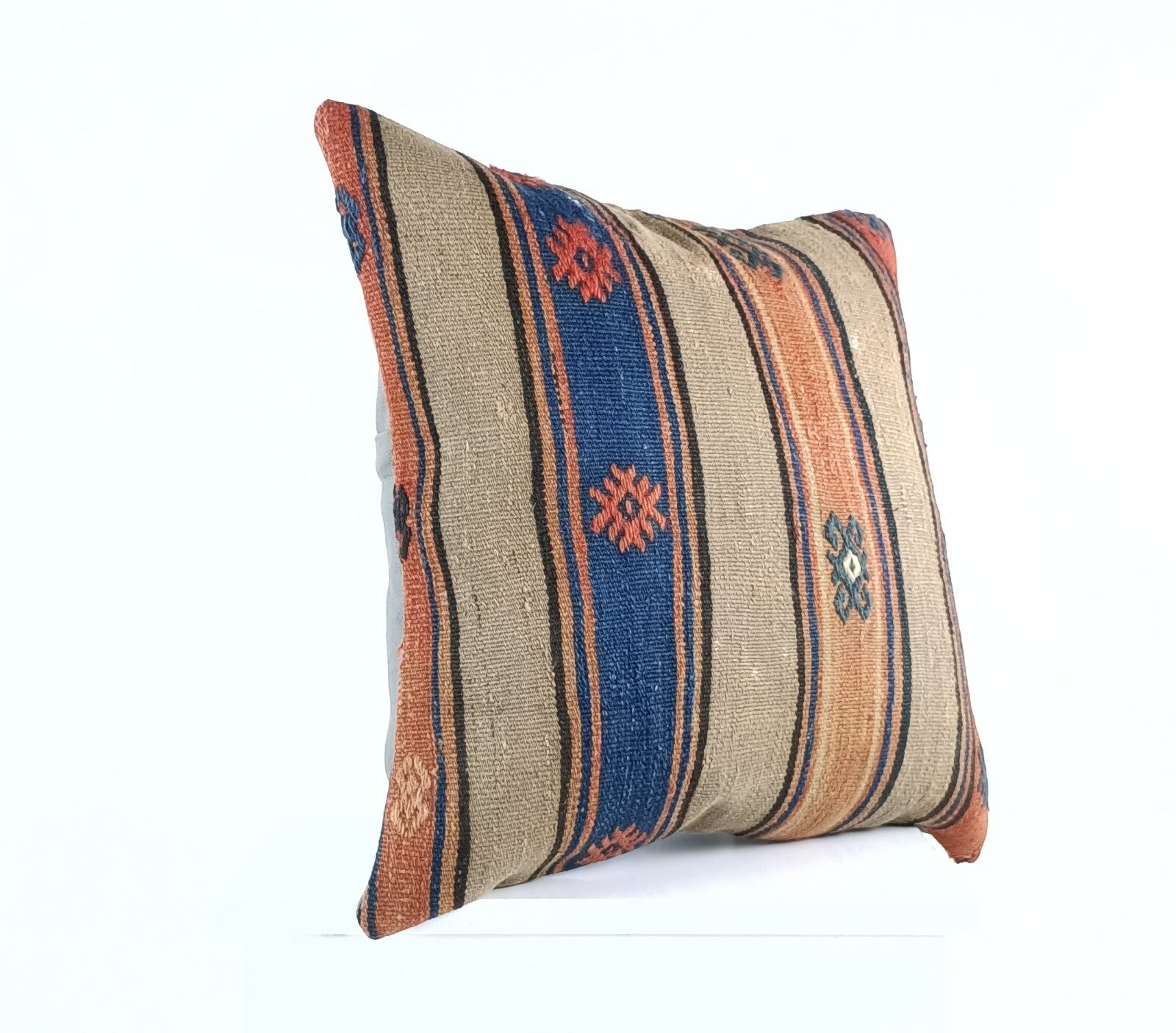 18"x18" Kilim Pillow Cover  Handmade Turkish Vintage Cushion Tribal Lumbar E1382