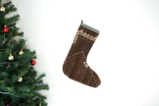 Kilim Christmas Stocking Vintage Rug Stocking Ethnic Decorative Xmas Socks S544