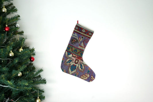 Kilim Christmas Stocking Vintage Rug Stocking Ethnic Decorative Xmas Socks S443