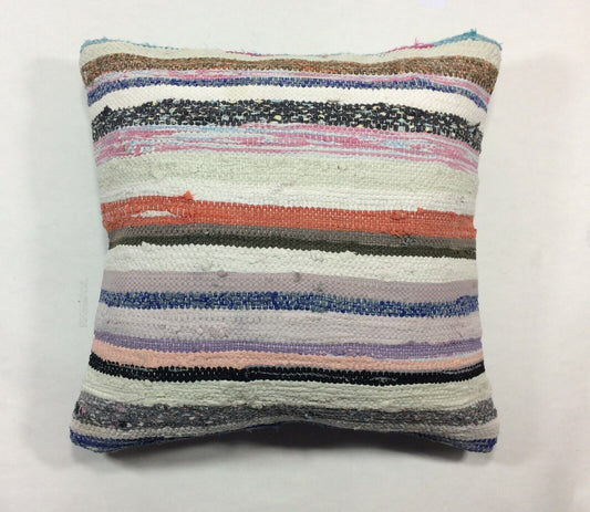 Kilim Pillow Cover 16x16 Striped Vintage Cotton Sofa Couch Lumbar Cushion A19