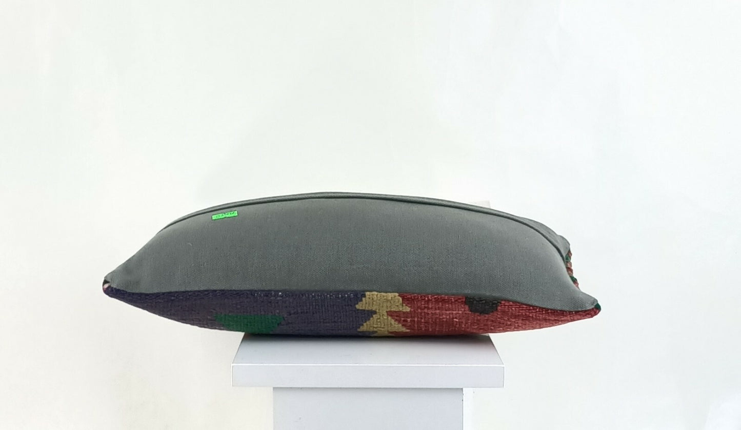 Kilim Pillow Cover 8x16 in Handmade Oriental Rug Tribal Ethnic Lumbar Case A1050