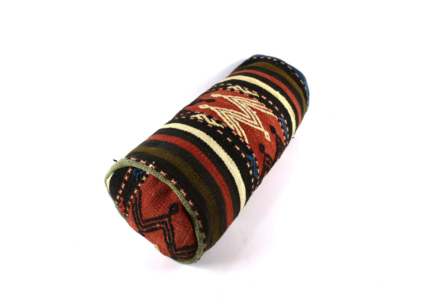 Kilim Bolster Pillow Cover 8x20 in Tribal Vintage Turkish Carpet Bolster Cushion