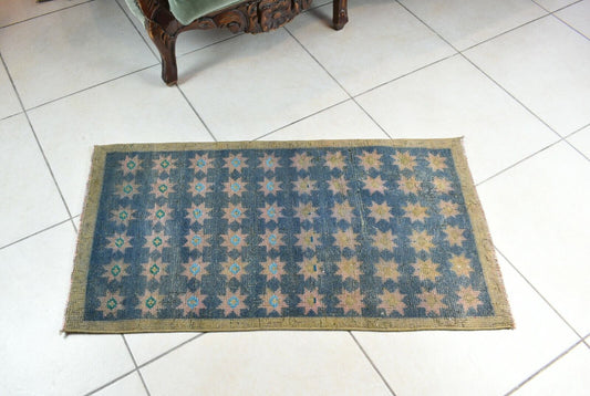 Anatolian Runner 3.2x1.7 ft Vintage Turkish Runner Oushak Runner Rug Y37