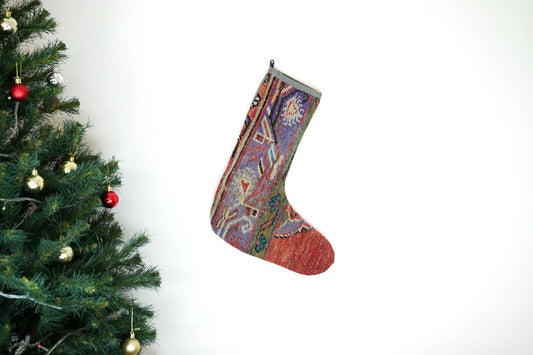 Kilim Christmas Stocking Vintage Rug Stocking Ethnic Decorative Xmas Socks S502