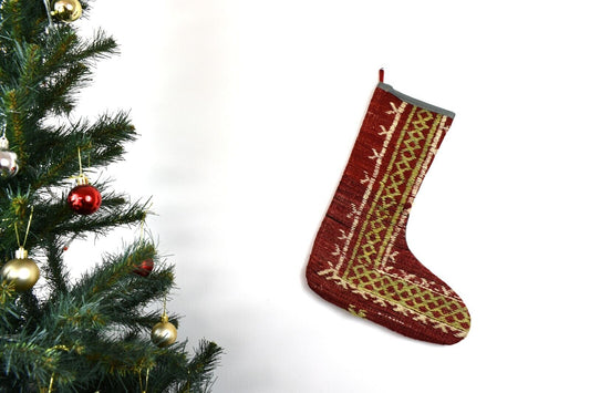 Kilim Christmas Stocking Vintage Rug Stocking Ethnic Decorative Xmas Socks S697