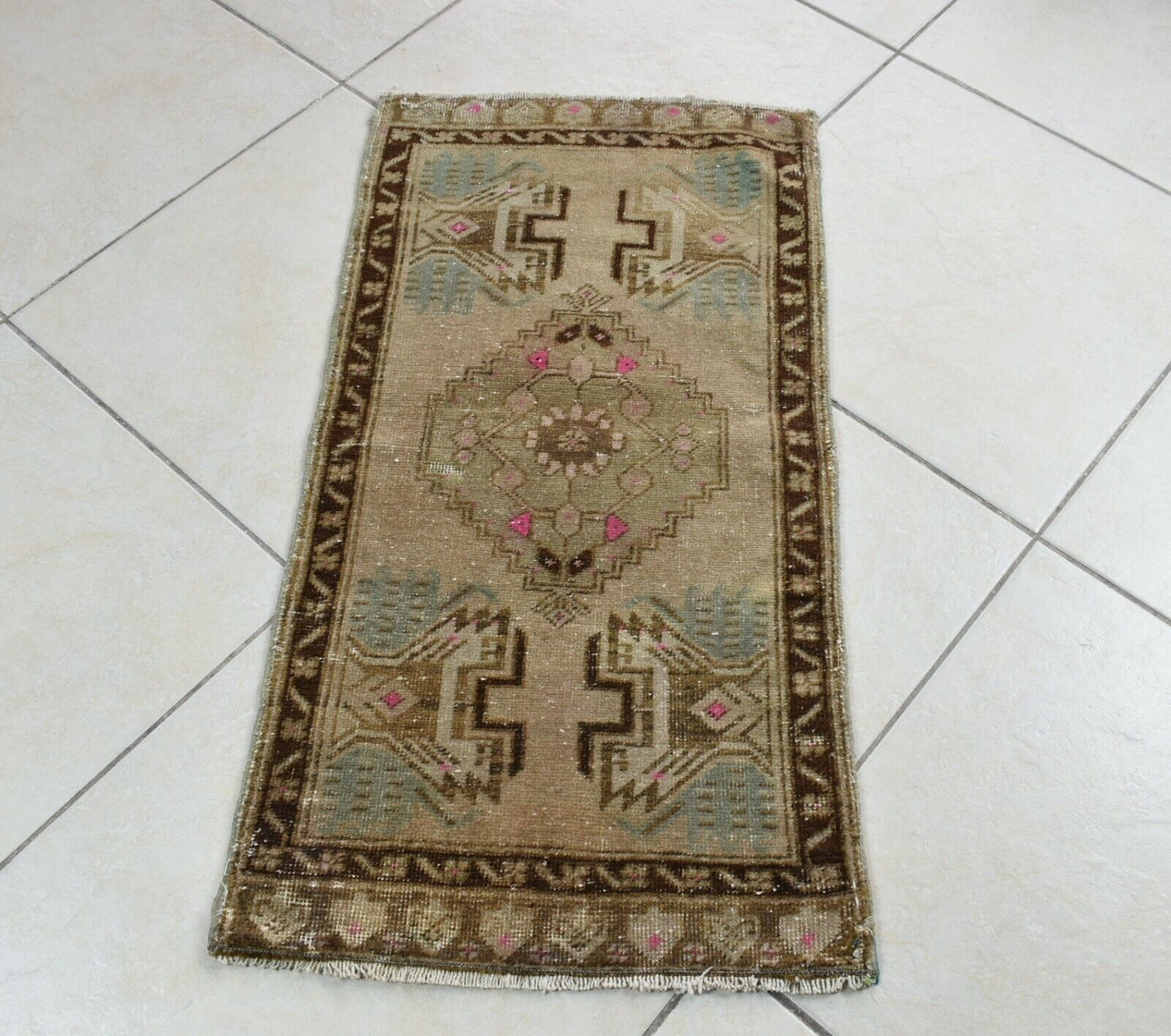 Turkish Runner 2.7x1.5 ft Mini Anatolian Rug Vintage Runner Turkish Runner Y113