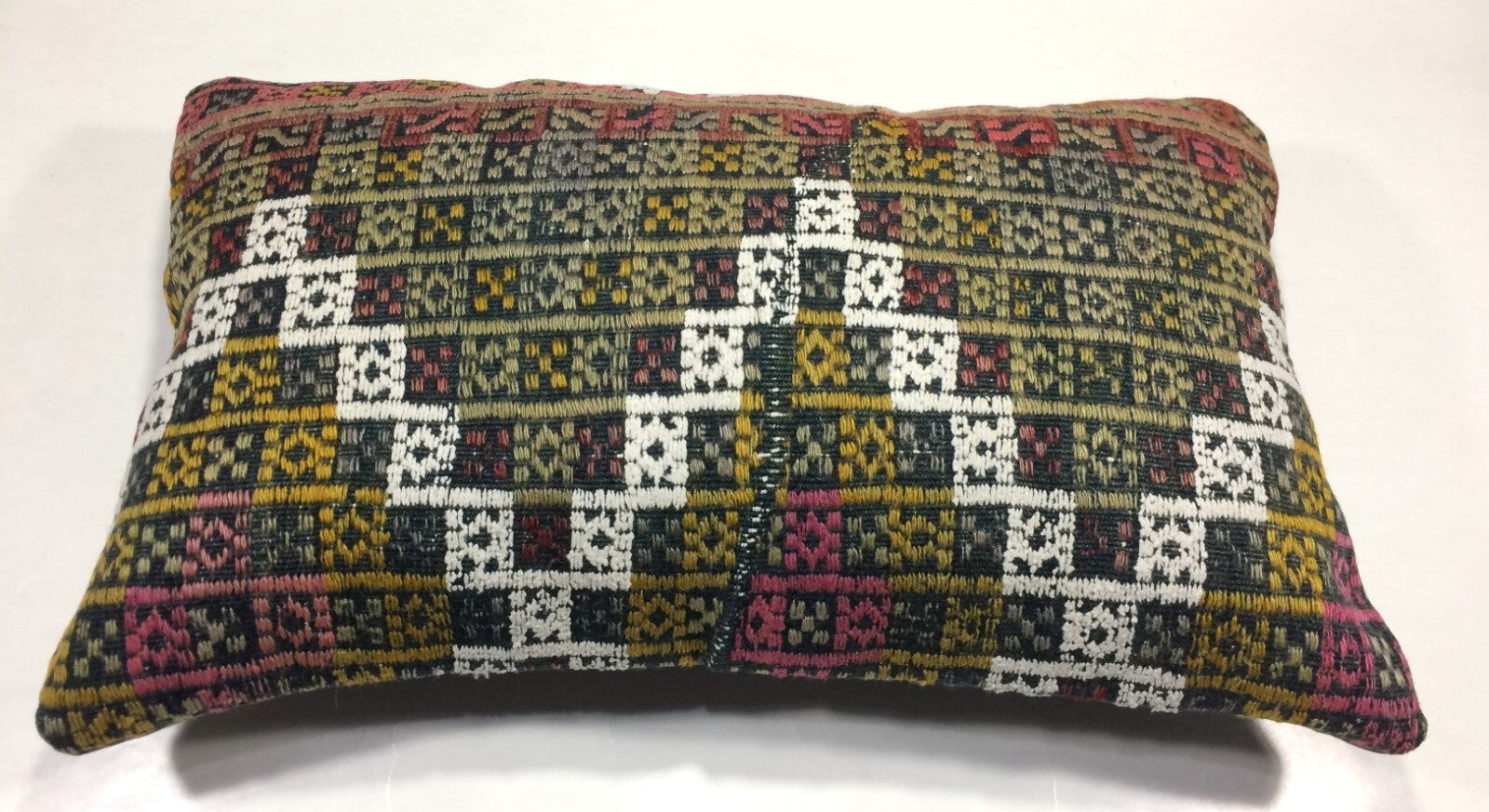 Kilim Pillow Cover 12x20 Handmade Turkish Rug Boho Ethnic Lumbar Cushion 853