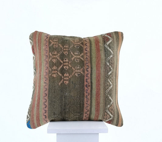 16x16 Ethnic Vintage Turkish Rug Pillow Cover Home Decorative Boho Cushion E892