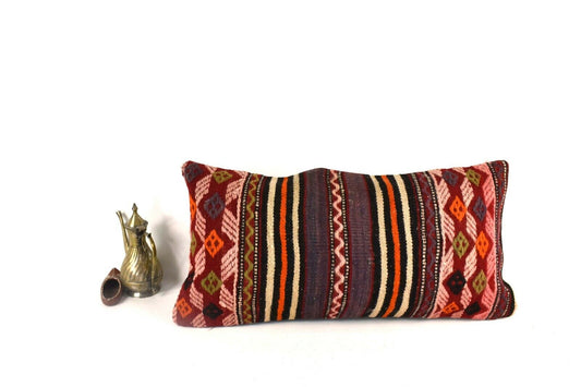 Home Decorative Handmade 12x24 Tribal Vintage Turkish Kilim Pillow Cover A2297