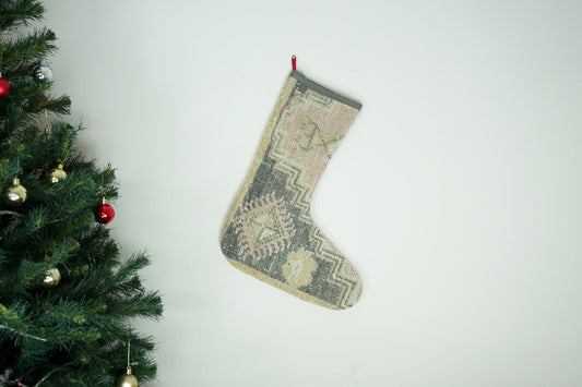 Kilim Christmas Stocking Vintage Rug Stocking Ethnic Decorative Xmas Socks S494