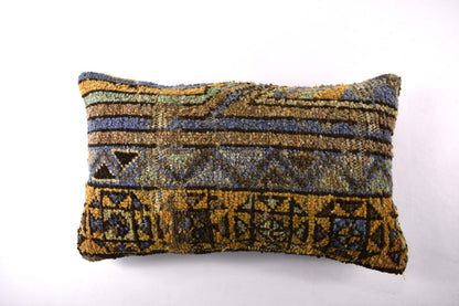 Kilim Pillow Cover 12x20 Handmade Turkish Rug Boho Ethnic Lumbar Cushion 4241