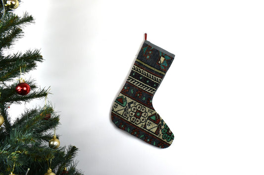 Kilim Christmas Stocking Vintage Rug Stocking Ethnic Decorative Xmas Socks S606