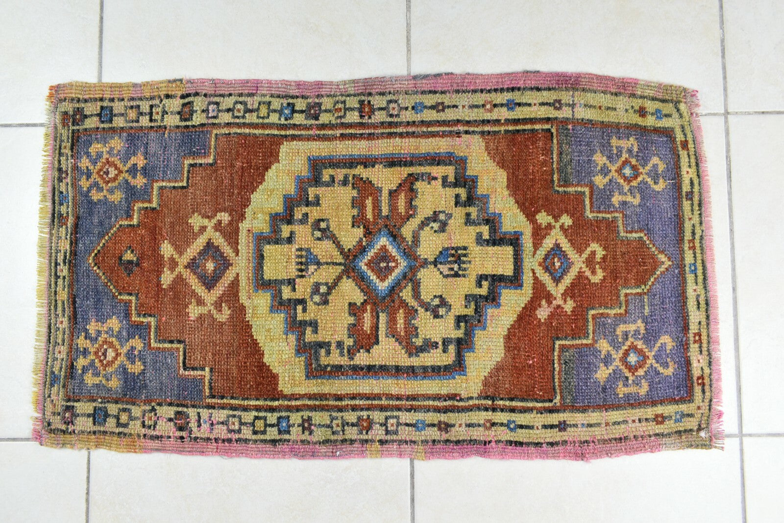 2.8x1.5 ft Anatolian Runner Small Vintage Rug Oushak Runner Mini Turkish Rug Y76