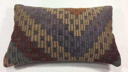 Kilim Pillow Cover 12x20 Handmade Turkish Rug Boho Ethnic Lumbar Cushion 1188