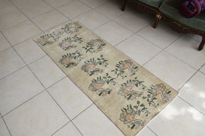 Vintage Oushak Rug 5.4x2.1   ft Turkish Floor Rug Faded Area Rug Oriental Rug