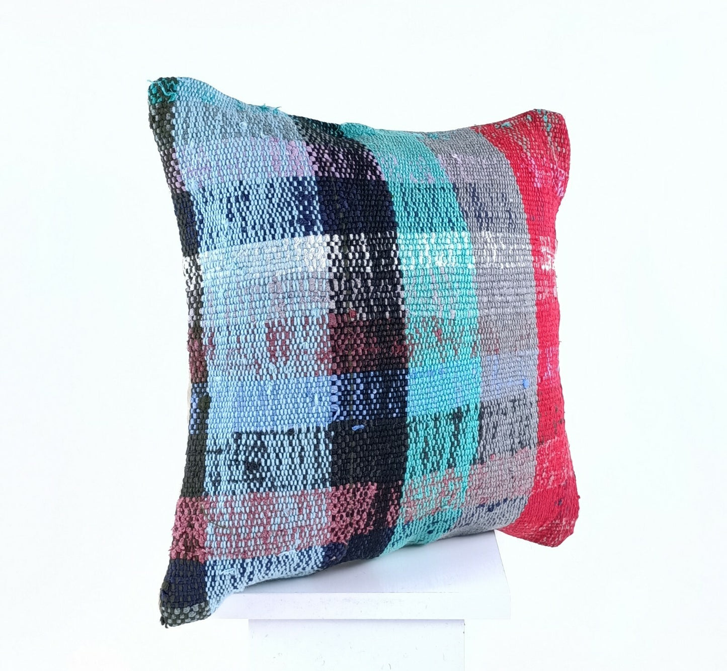 Turkish Handmade Kilim Pillow Cover 16x16 Home Decorative Wool Throw Lumbar A629