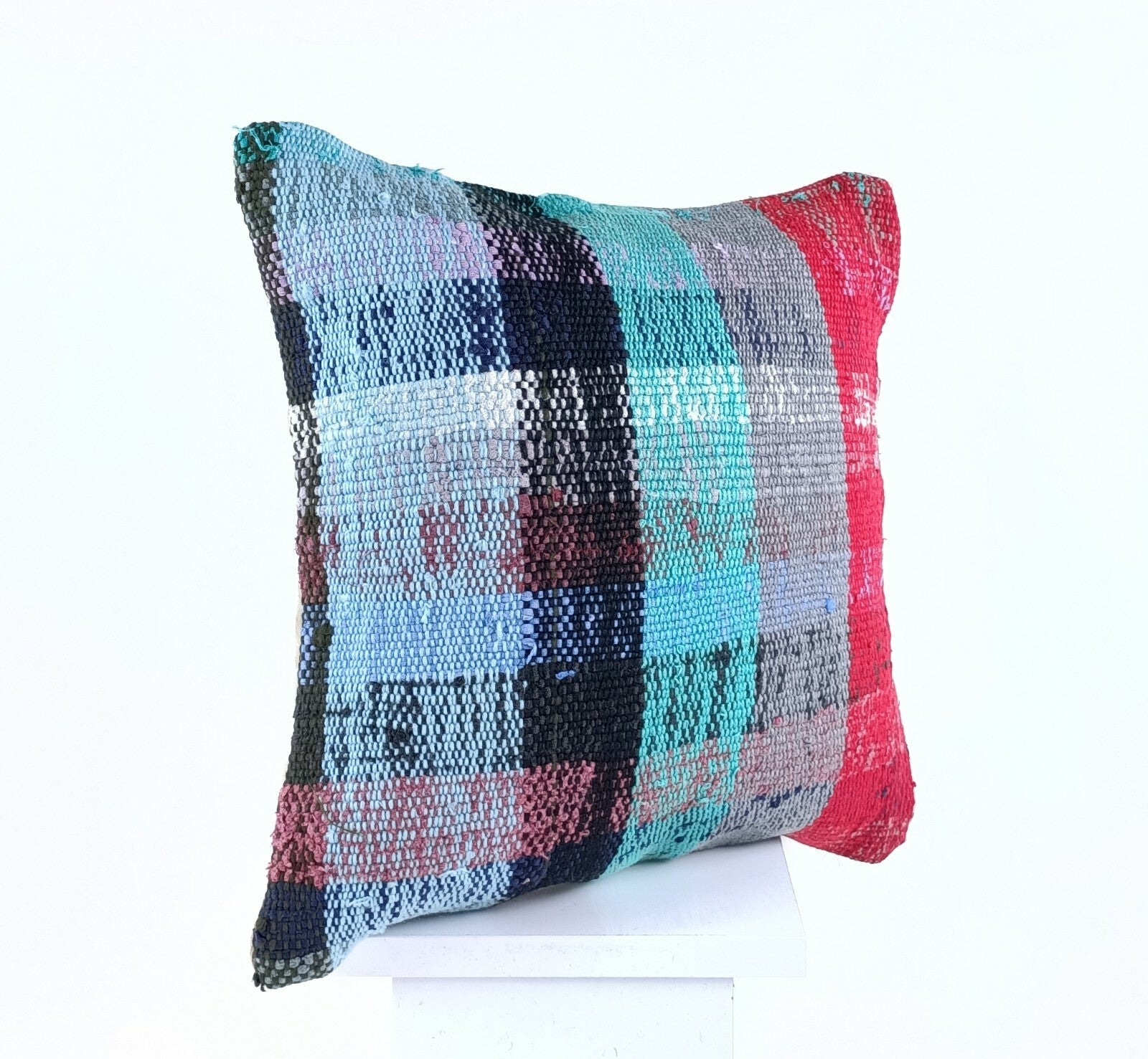 Turkish Handmade Kilim Pillow Cover 16x16 Home Decorative Wool Throw Lumbar A629