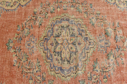 Handmade Area Rug 8.6 x 5.5 ft Distressed Anatolian Vintage Medallion Rug  C45