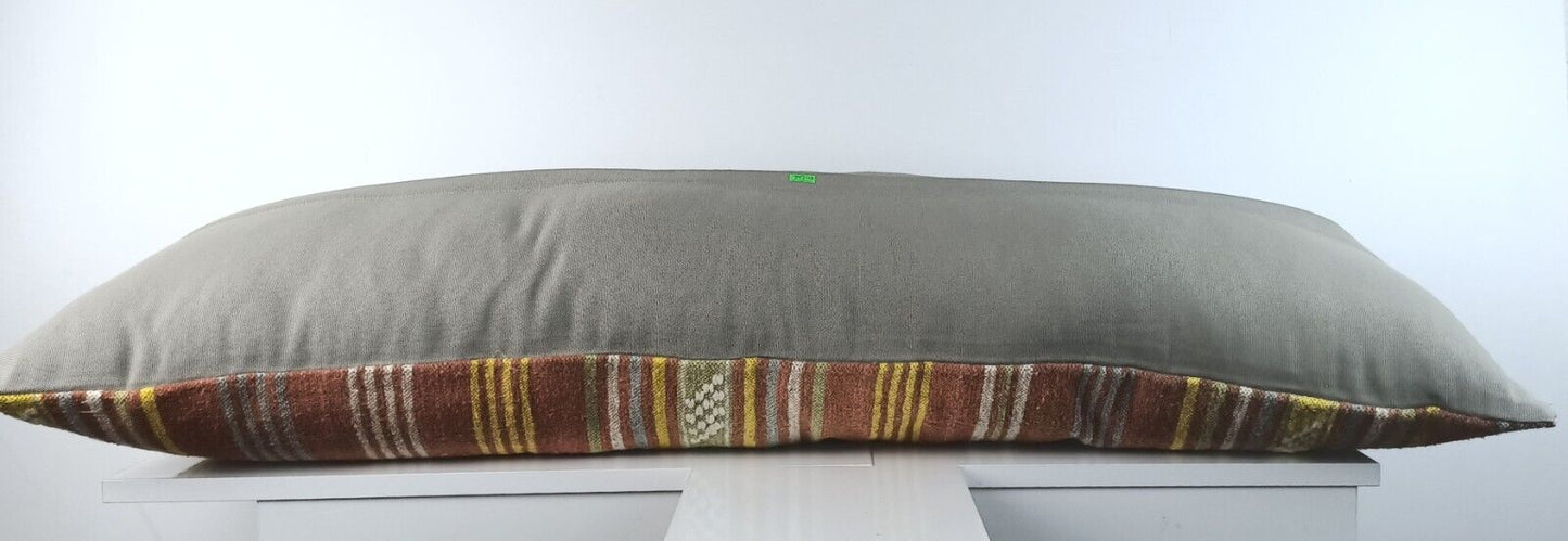 Extra Large Kilim Pillow Cover 16x48 Handmade Ethnic Boho Oriental Lumbar A1566