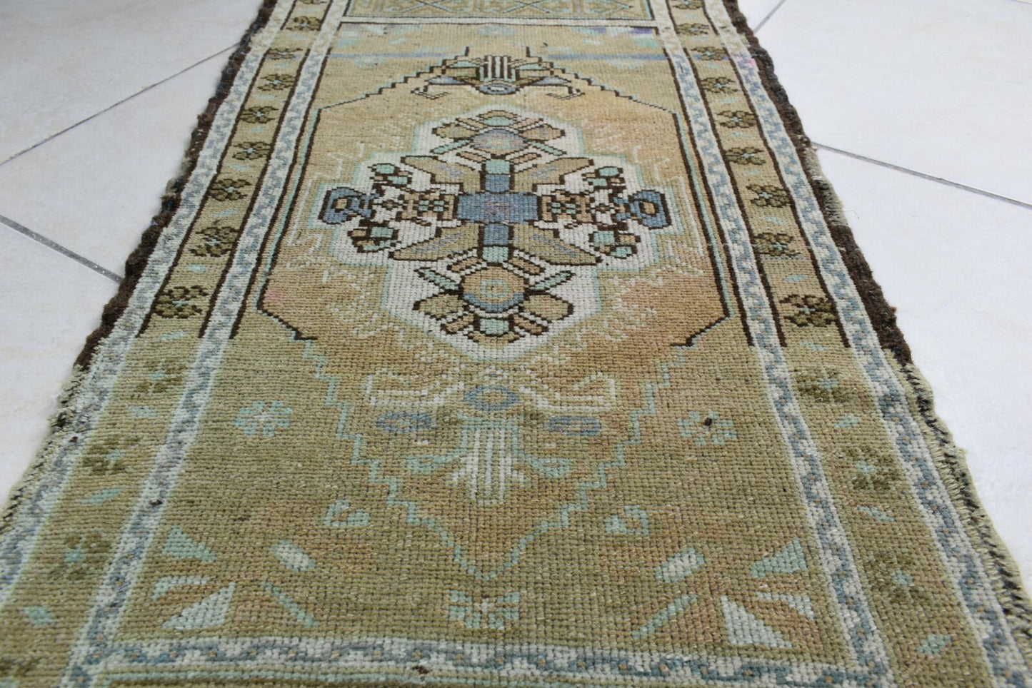 3.1x1.6 ft Anatolian Runner Small Vintage Rug Oushak Runner Mini Turkish Rug Y83