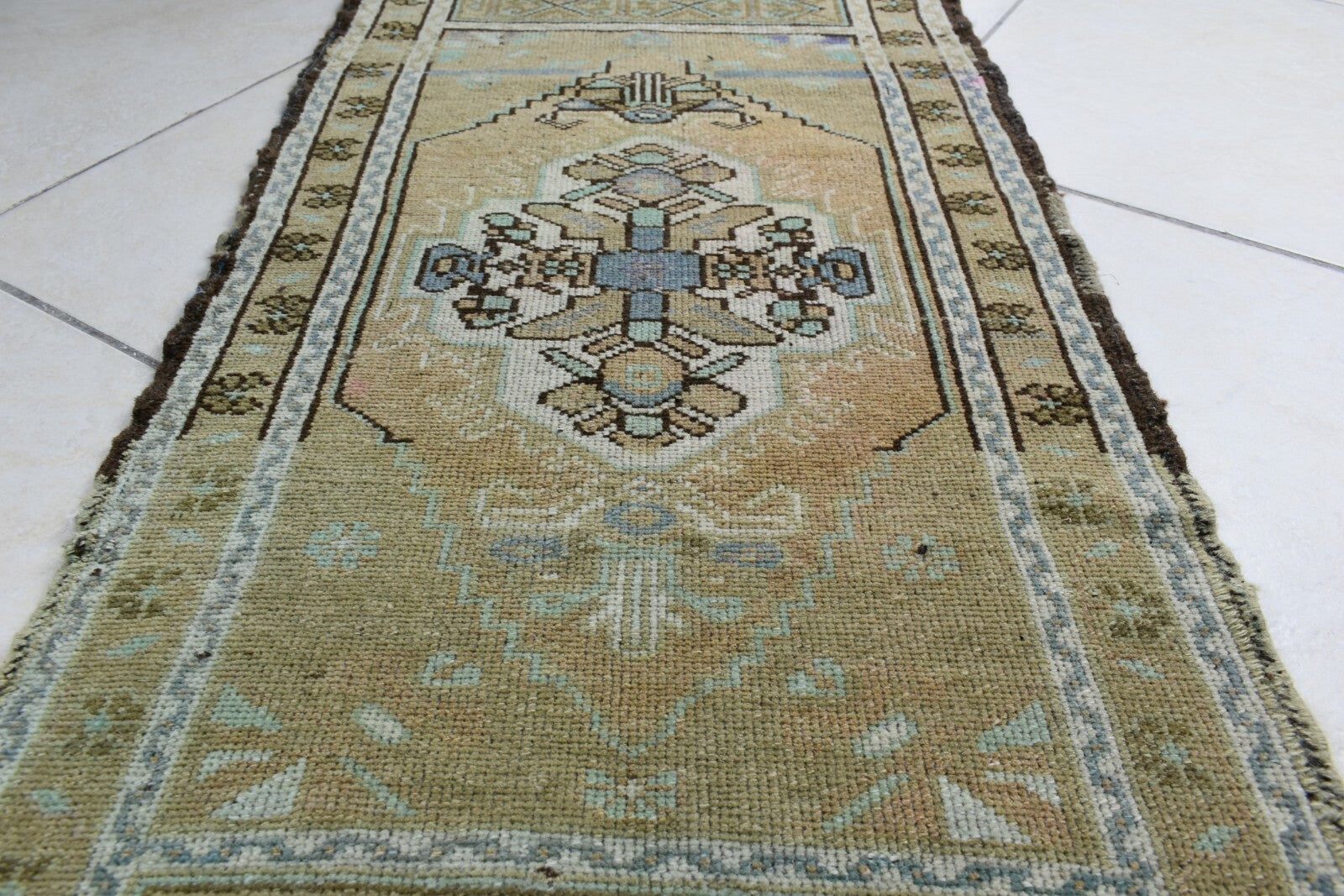 3.1x1.6 ft Anatolian Runner Small Vintage Rug Oushak Runner Mini Turkish Rug Y83