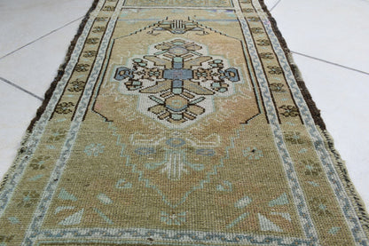 3.1x1.6 ft Anatolian Runner Small Vintage Rug Oushak Runner Mini Turkish Rug Y83