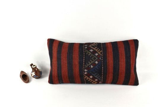 Kilim Lumbar Pillow Cover 10x20 Decorative Handmade Sofa Couch Cushion A2727