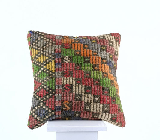 16x16 Ethnic Vintage Turkish Rug Pillow Cover Home Decorative Boho Cushion E893