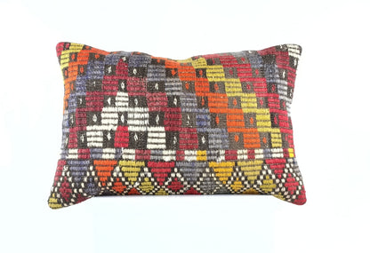 Kilim Pillow Cover 16x24 Tribal Vintage Turkish Carpet Lumbar Pillow Cover 1956