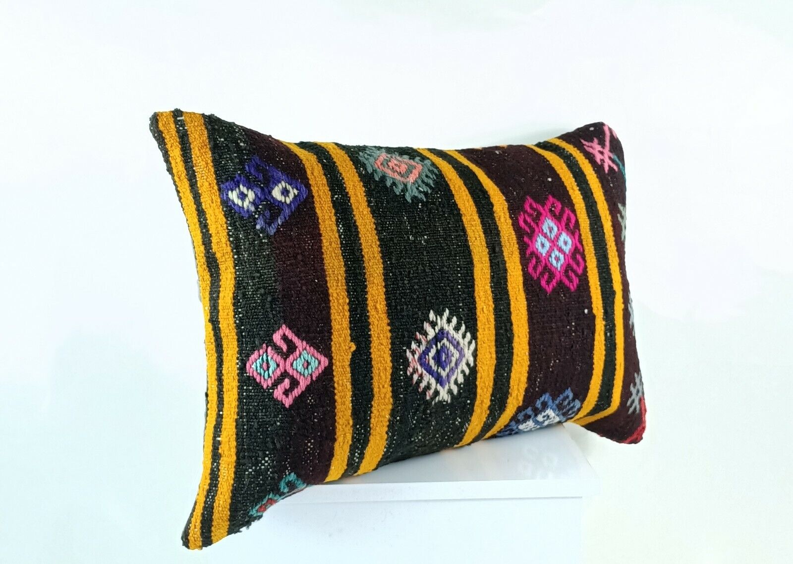 Kilim Pillow Cover 16x24 Ethnic Oushak Rug Boho Tribal Ottoman Cushion E1232