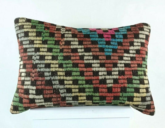 Large Kilim Pillow Cover 16x24 Handmade Turkish Carpet Throw Cushion Case E1233