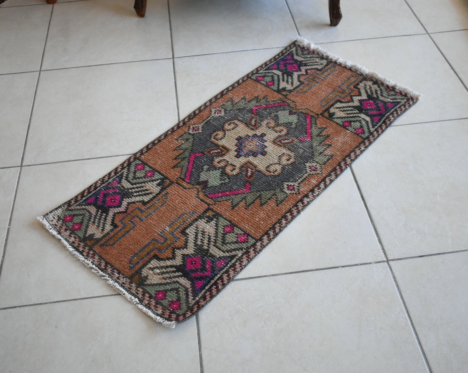 Turkish Runner 3.2x1.4 ft Runner Vintage Oushak Runner Small Faded Runner Y13