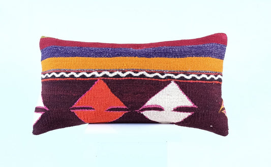10x20 Kilim Lumbar Pillow Cover Vintage Ethnic Oushak Kilim Pillow Cover 1888
