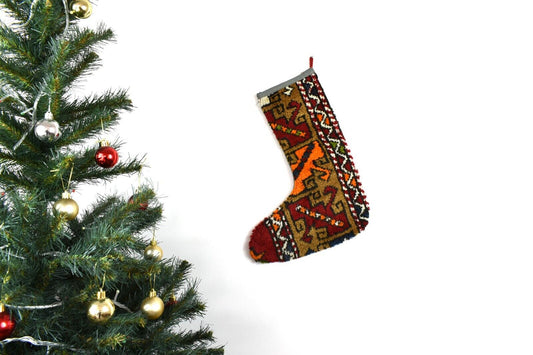 Kilim Christmas Stocking Vintage Rug Stocking Ethnic Decorative Xmas Socks S651