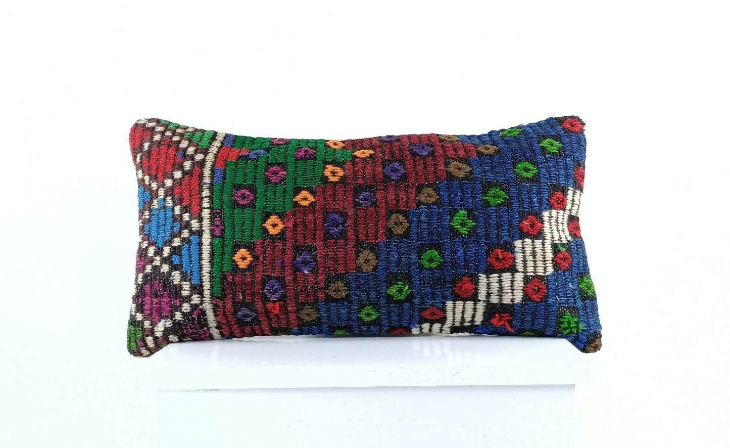 10x20 Kilim Lumbar Pillow Cover Vintage Ethnic Oushak Kilim Pillow Cover E1116