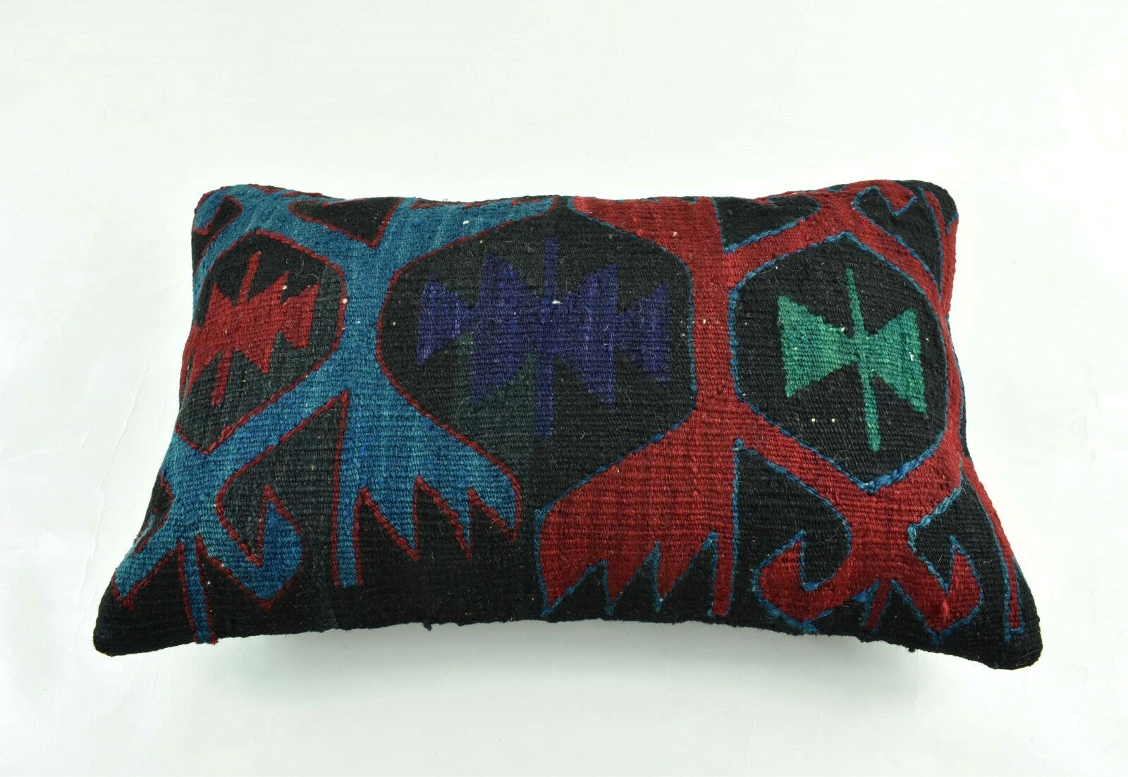 Kilim Pillow Cover 12x20 Turkish Handmade Vintage Couch Lumbar Cushion  A1836