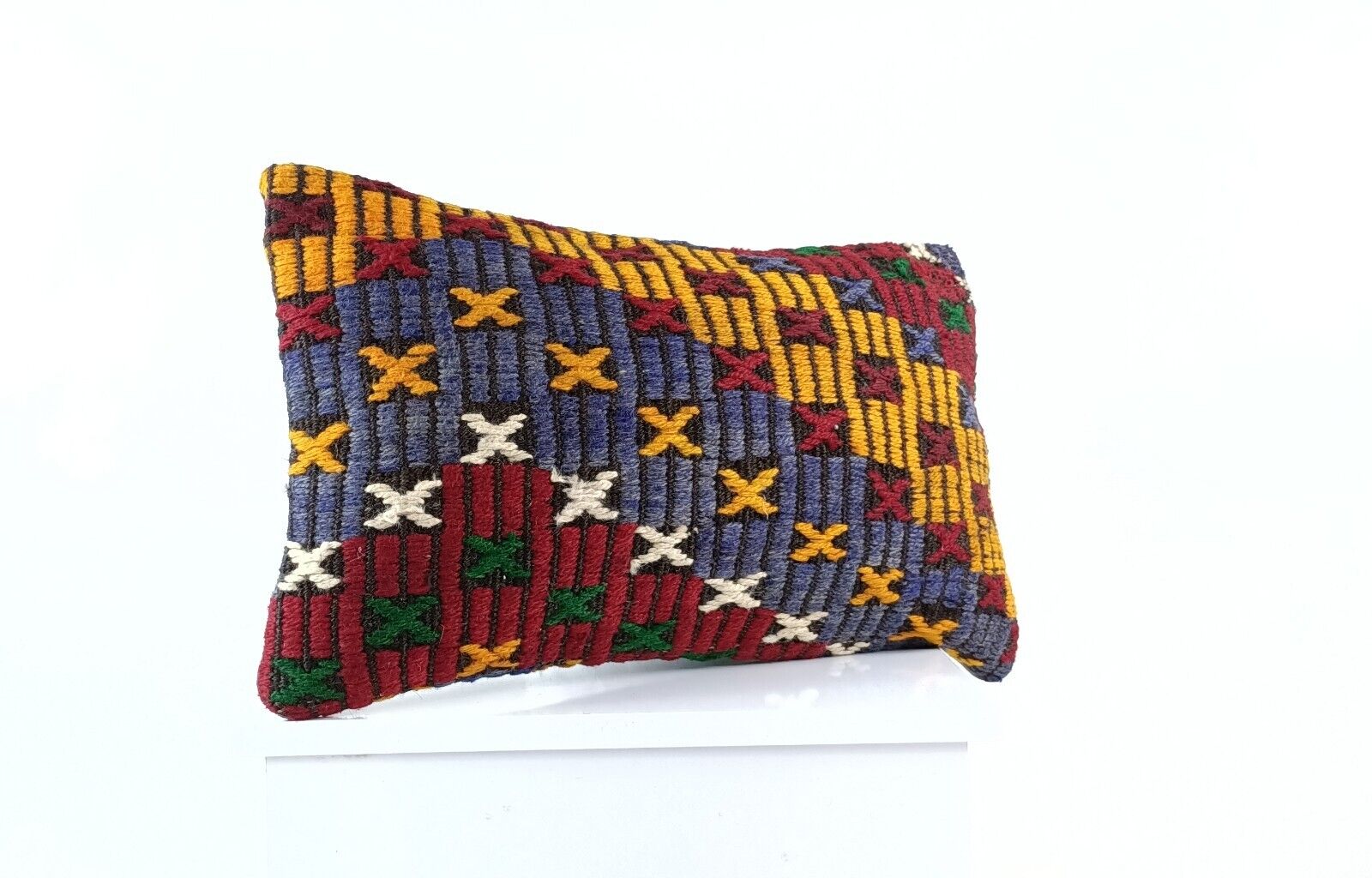 Kilim Pillow Cover 12x20 Turkish Handmade Sofa Couch Floor Lumbar Cushion E970