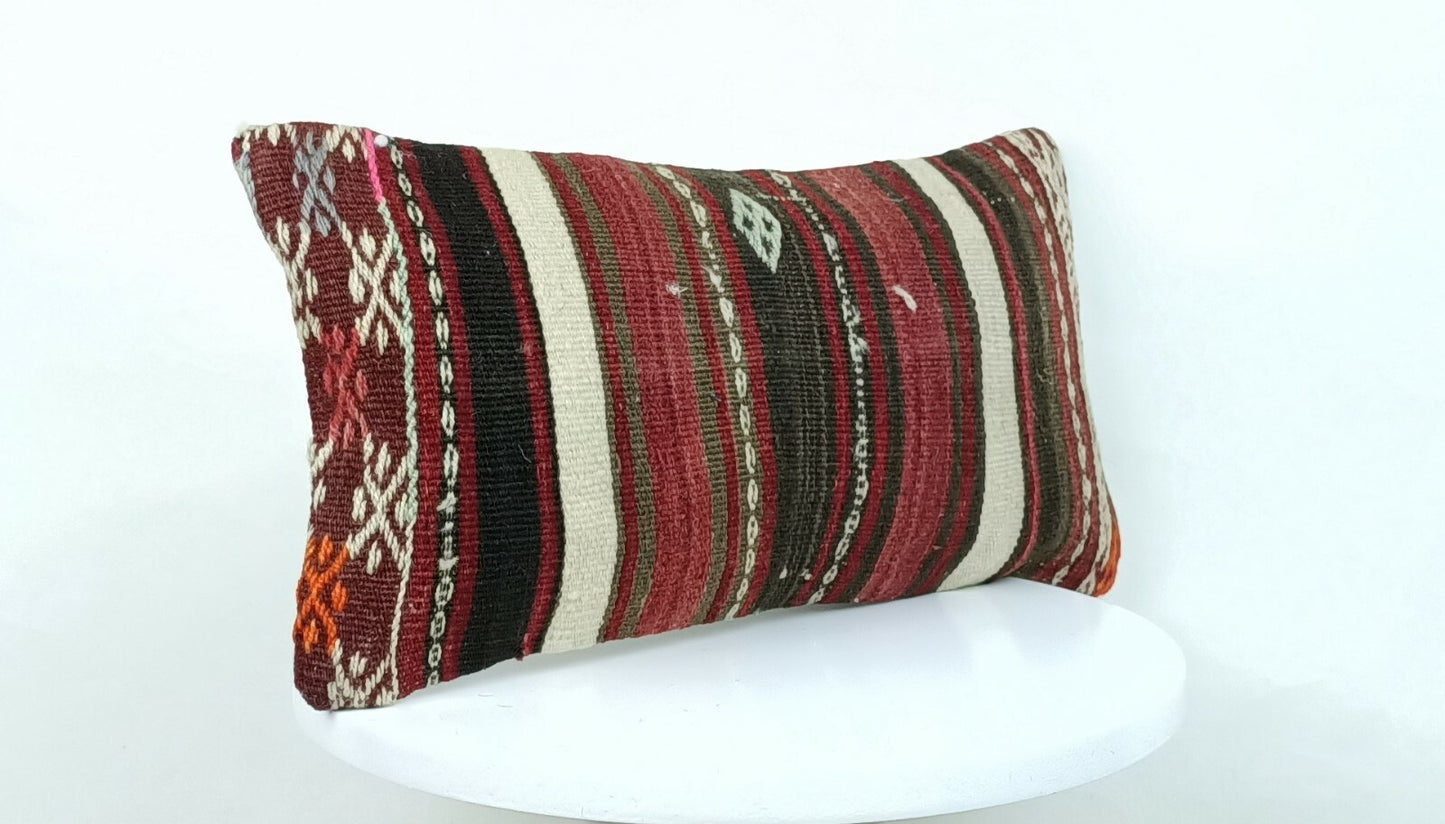 8"x16" Kilim Pillow Cover Turkish Boho Ethnic Sofa Couch Lumbar Cushion  A203