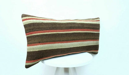 Ethnic Handmade Kilim Cushion Cover 12x24 Home Decorative Lumbar Pillow  E410