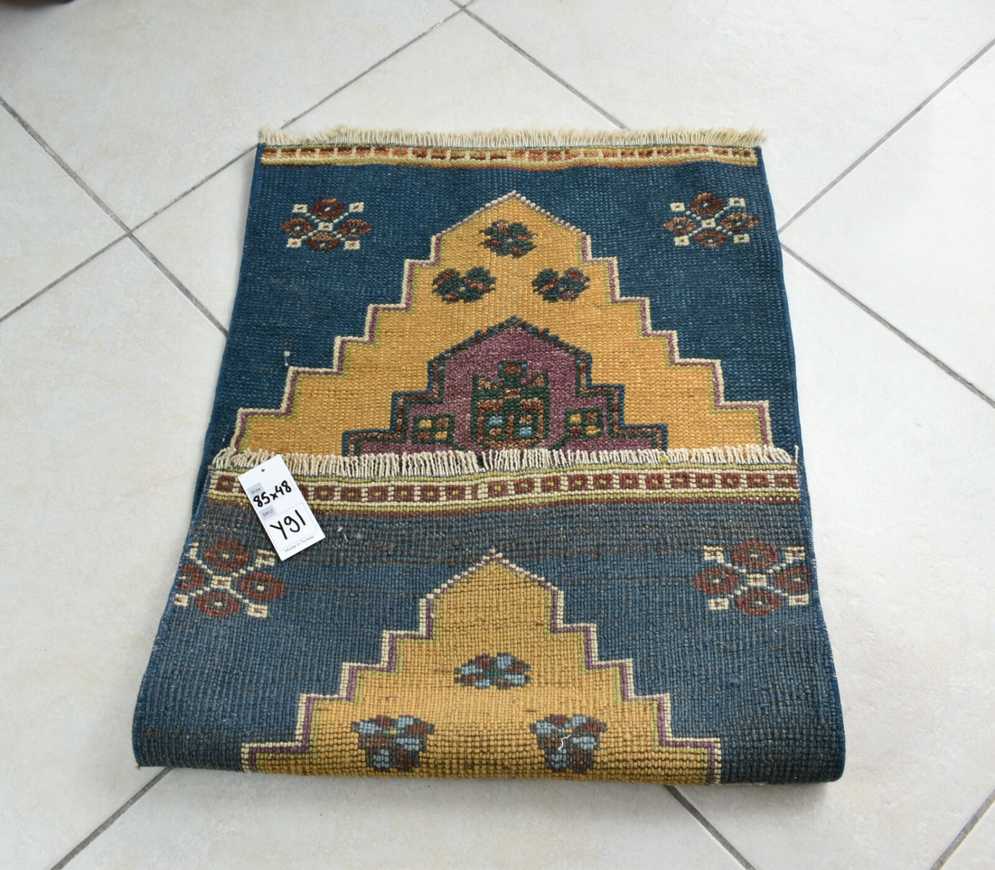 Vintage Runner 2.7x1.5 ft Mini Turkish Rug Oushak Runner Anatolian Runner Y91