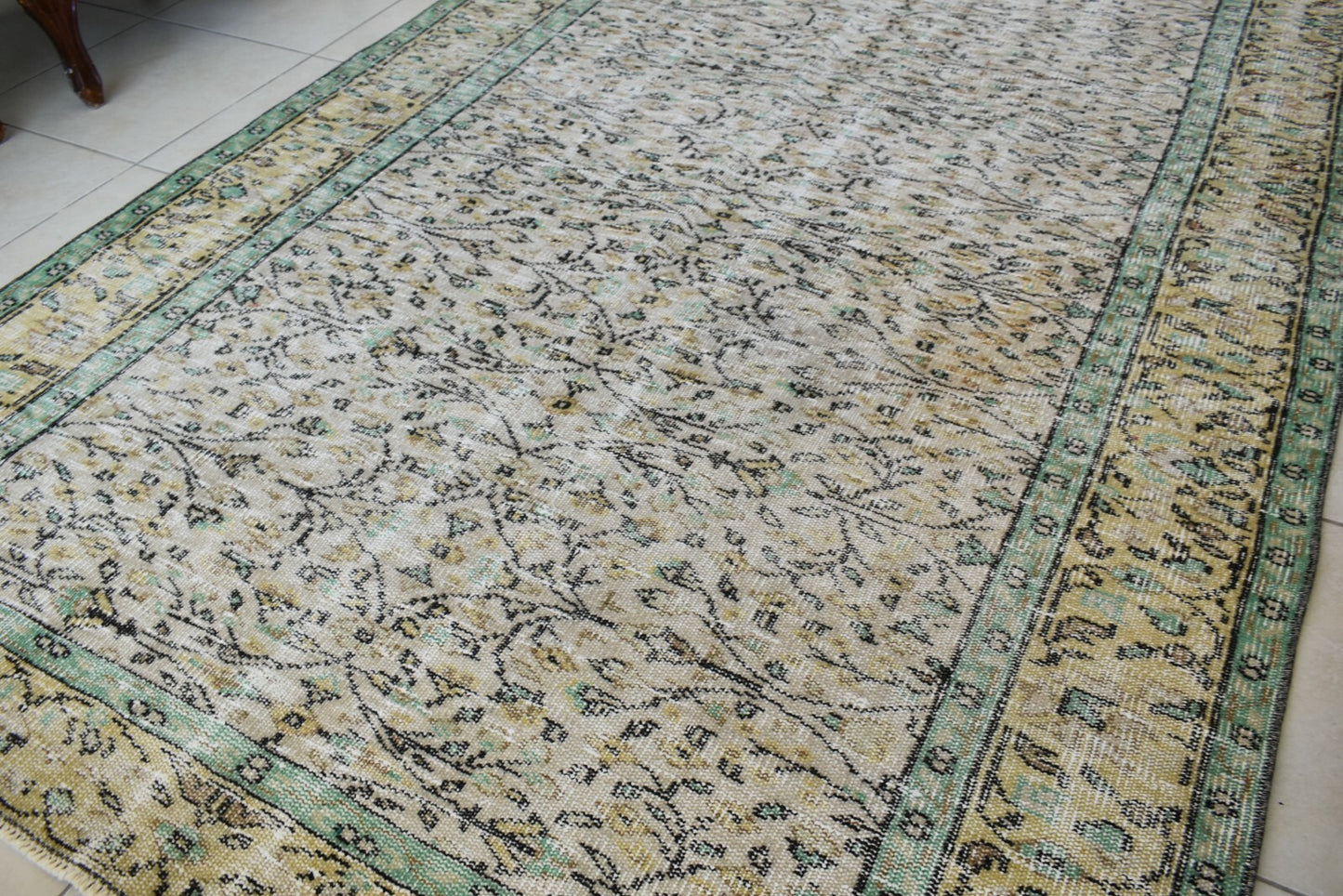 Large Turkish Rug 8.1x5.2 ft Vintage Rug Faded Oushak Rug Living Room Carpet B18