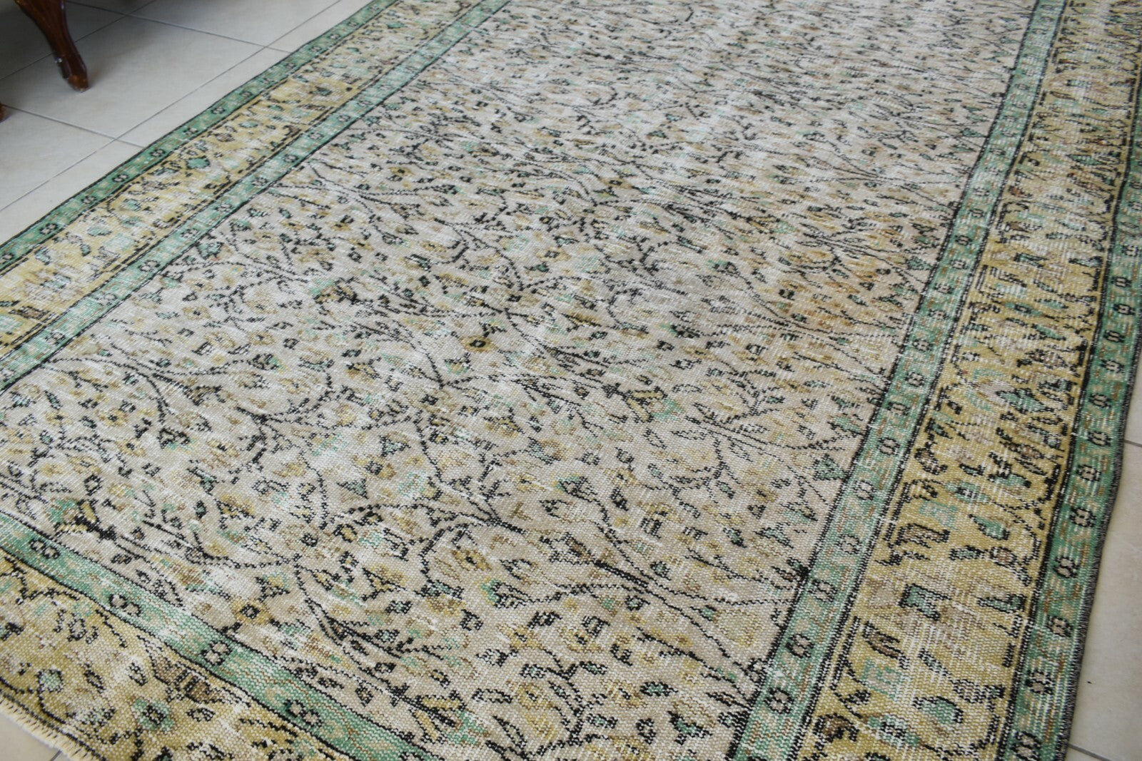 Large Turkish Rug 8.1x5.2 ft Vintage Rug Faded Oushak Rug Living Room Carpet B18