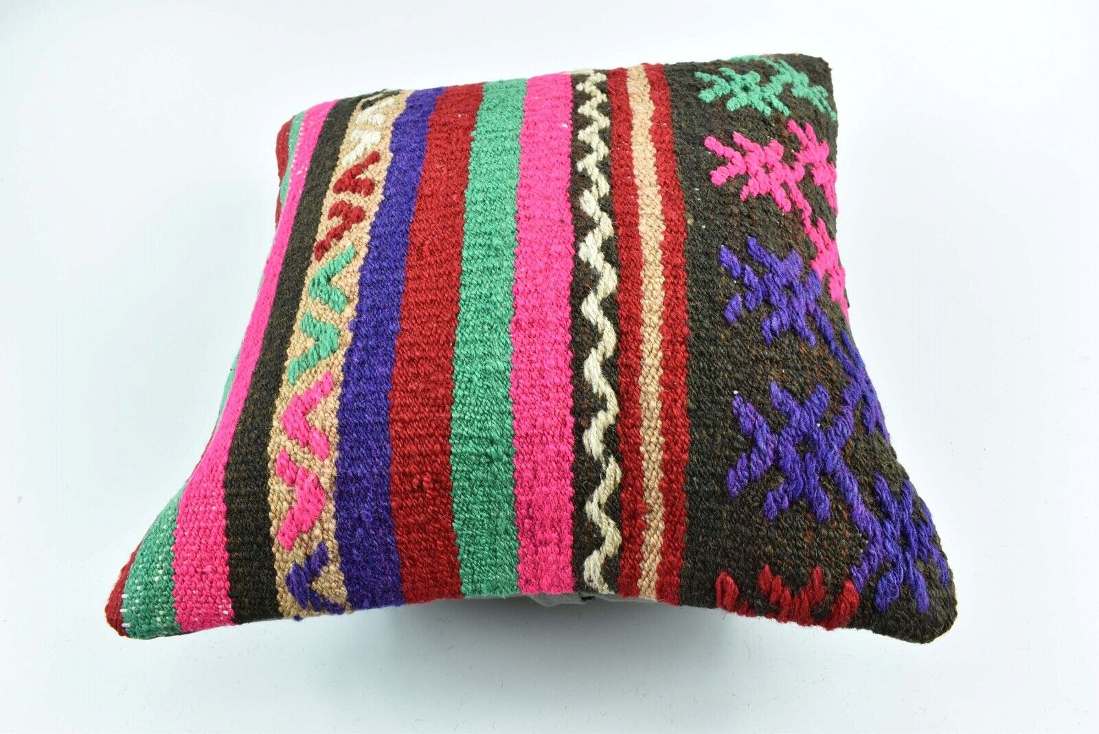 14"x14" Kilim Pillow Cover Handmade Turkish Tribal Ethnic Boho Rug Cushion A1711