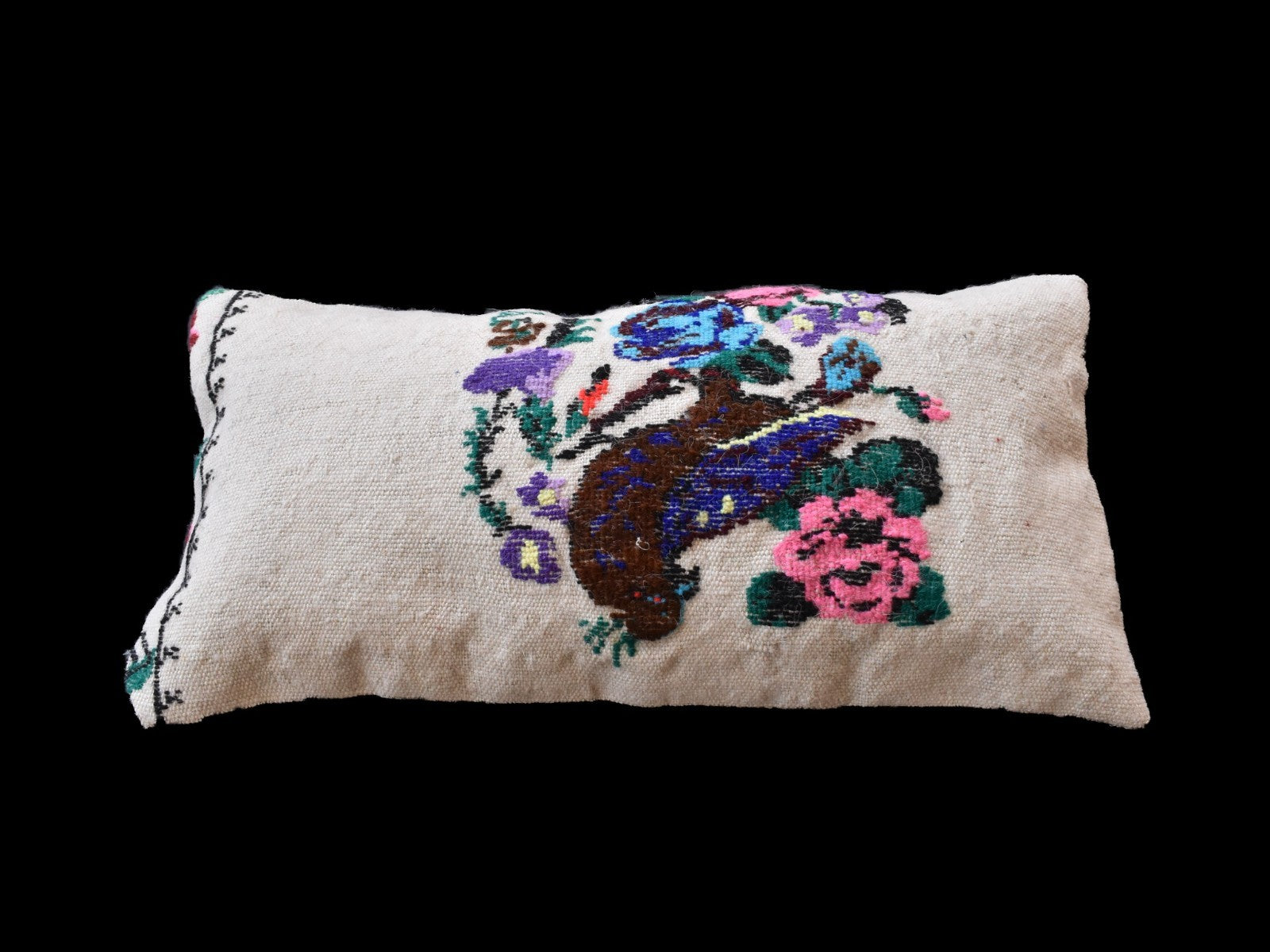 10x20 Kilim Lumbar Pillow Cover Vintage Ethnic Oushak Kilim Pillow Cover 3343