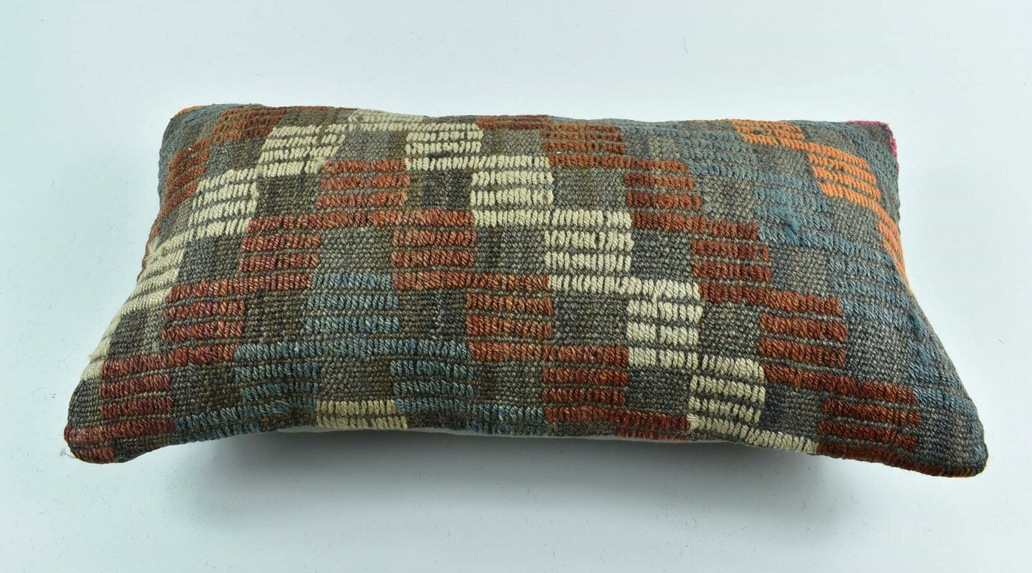 Kilim Lumbar Pillow Cover 10x20 Decorative Sofa Couch Handmade Cushion A1767