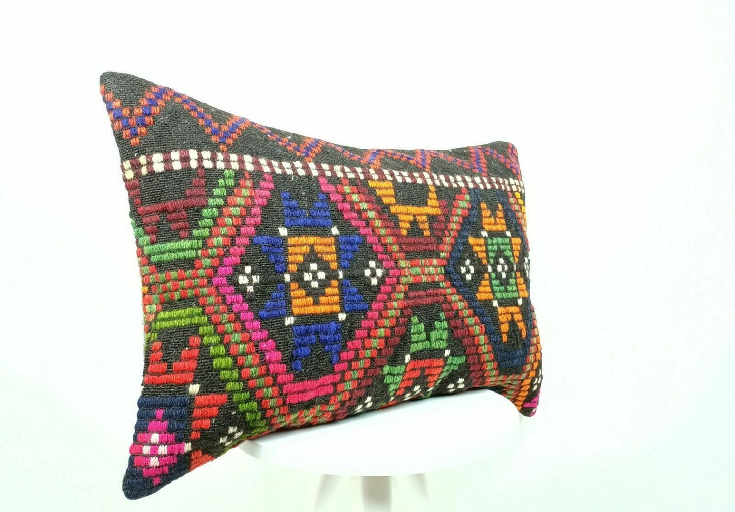 Kilim Pillow Cover 16x24 Handmade Home Decorative Sofa Wool Lumbar Cushion E440