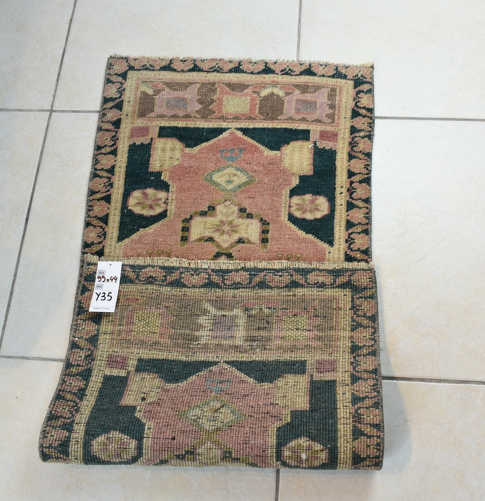 Anatolian Runner 3.2x1.4 ft Vintage Turkish Runner Oushak Runner Rug Y35